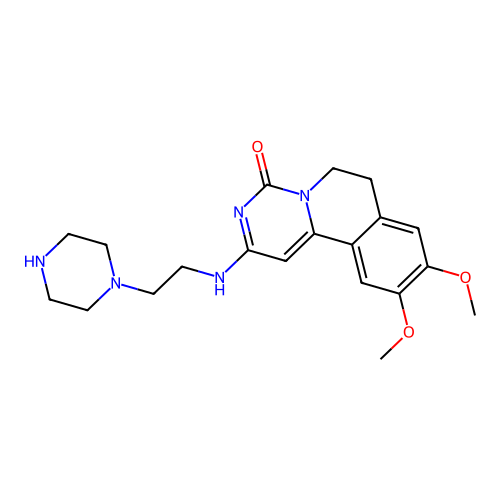 9,10-dimethoxy-2-{[2-(piperazin-1-yl)ethyl]amino}-6,7-dihydro-4H-pyrimido[6,1-a]isoquinolin-4-one structure