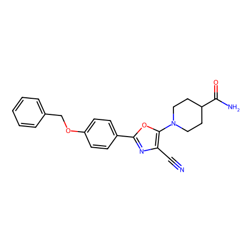 1-[4-Cyano-2-(4-phenylmethoxyphenyl)-1,3-oxazol-5-yl]piperidine-4-carboxamide structure