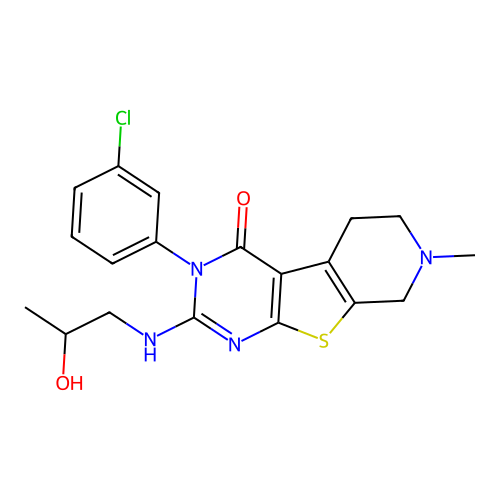 3-(3-chlorophenyl)-2-((2-hydroxypropyl)amino)-7-methyl-5,6,7,8-tetrahydropyrido[4',3':4,5]thieno[2,3-d]pyrimidin-4(3H)-one structure