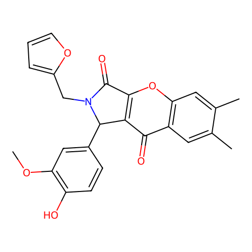 2-(furan-2-ylmethyl)-1-(4-hydroxy-3-methoxyphenyl)-6,7-dimethyl-1,2-dihydrochromeno[2,3-c]pyrrole-3,9-dione structure