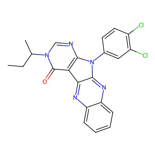 3-(butan-2-yl)-11-(3,4-dichlorophenyl)-3,11-dihydro-4H-pyrimido[5',4':4,5]pyrrolo[2,3-b]quinoxalin-4-one structure