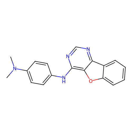 1-N-([1]benzofuro[3,2-d]pyrimidin-4-yl)-4-N,4-N-dimethylbenzene-1,4-diamine structure