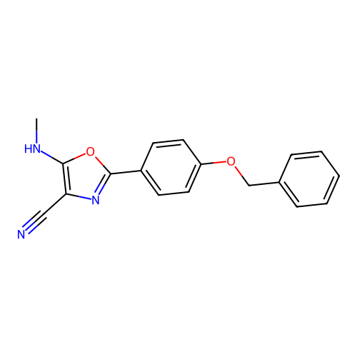 5-(Methylamino)-2-(4-phenylmethoxyphenyl)-1,3-oxazole-4-carbonitrile structure