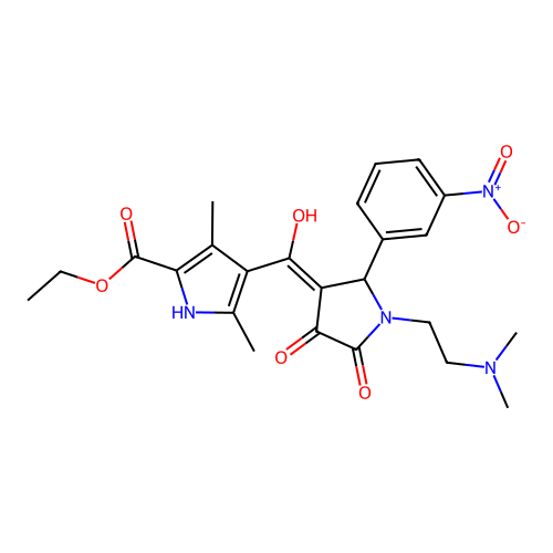ethyl 4-({1-[2-(dimethylamino)ethyl]-4-hydroxy-2-(3-nitrophenyl)-5-oxo(3-pyrro lin-3-yl)}carbonyl)-3,5-dimethylpyrrole-2-carboxylate structure