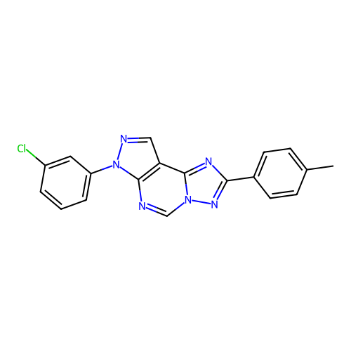 7-(3-chlorophenyl)-2-(p-tolyl)-7H-pyrazolo[4,3-e][1,2,4]triazolo[1,5-c]pyrimidine structure