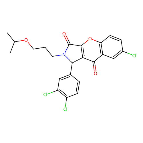 7-chloro-1-(3,4-dichlorophenyl)-2-[3-(propan-2-yloxy)propyl]-1,2-dihydrochromeno[2,3-c]pyrrole-3,9-dione structure