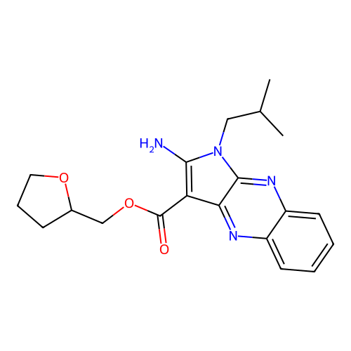 (tetrahydrofuran-2-yl)methyl 2-amino-1-isobutyl-1H-pyrrolo[2,3-b]quinoxaline-3-carboxylate structure