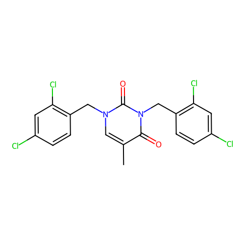 1,3-bis(2,4-dichlorobenzyl)-5-methylpyrimidine-2,4(1H,3H)-dione structure