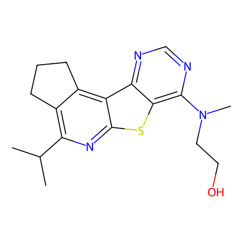 2-((4-isopropyl-2,3-dihydro-1H-cyclopenta[4',5']pyrido[3',2':4,5]thieno[3,2-d]pyrimidin-7-yl)(methyl)amino)ethanol structure