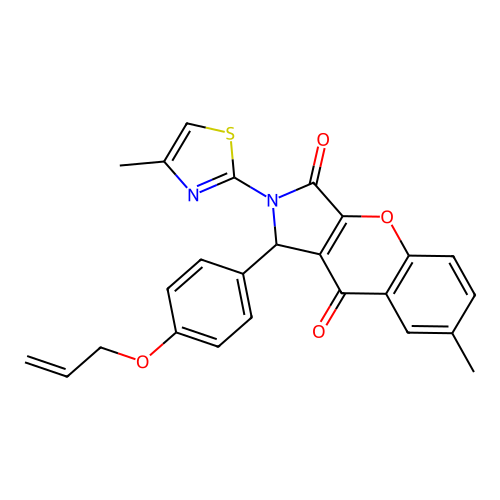 7-methyl-2-(4-methyl-1,3-thiazol-2-yl)-1-[4-(prop-2-en-1-yloxy)phenyl]-1,2-dihydrochromeno[2,3-c]pyrrole-3,9-dione structure