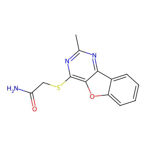 2-((2-Methylbenzofuro[3,2-d]pyrimidin-4-yl)thio)acetamide structure