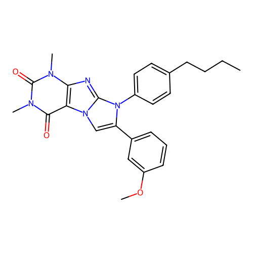 8-(4-butylphenyl)-7-(3-methoxyphenyl)-1,3-dimethyl-1H-imidazo[2,1-f]purine-2,4(3H,8H)-dione structure