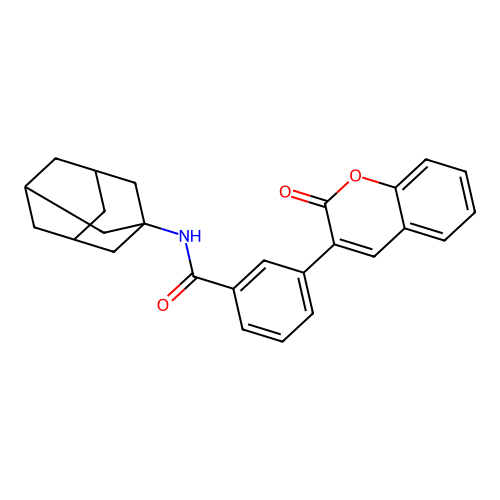 3-(2-oxo-2H-chromen-3-yl)-N-(tricyclo[3.3.1.1~3,7~]dec-1-yl)benzamide structure