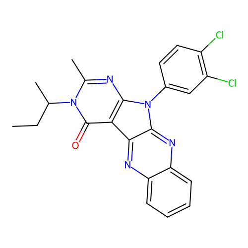 3-(butan-2-yl)-11-(3,4-dichlorophenyl)-2-methyl-3,11-dihydro-4H-pyrimido[5',4':4,5]pyrrolo[2,3-b]quinoxalin-4-one structure