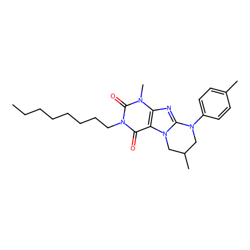 1,7-dimethyl-9-(4-methylphenyl)-3-octyl-7,8-dihydro-6H-purino[7,8-a]pyrimidine-2,4-dione structure