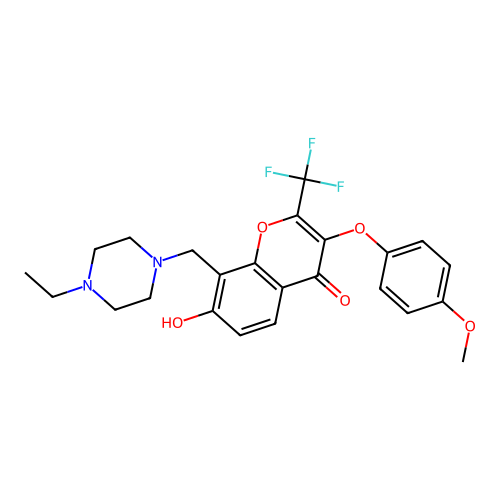 8-[(4-ethylpiperazin-1-yl)methyl]-7-hydroxy-3-(4-methoxyphenoxy)-2-(trifluoromethyl)-4H-chromen-4-one structure