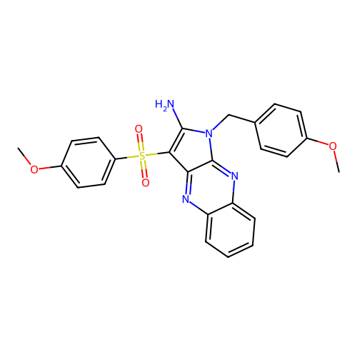 1-(4-methoxybenzyl)-3-((4-methoxyphenyl)sulfonyl)-1H-pyrrolo[2,3-b]quinoxalin-2-amine structure