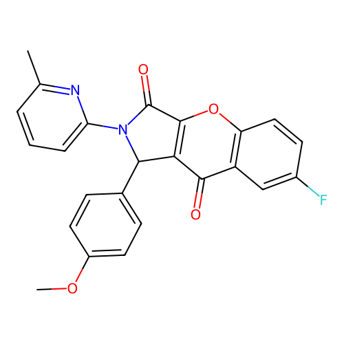 7-fluoro-1-(4-methoxyphenyl)-2-(6-methylpyridin-2-yl)-1,2-dihydrochromeno[2,3-c]pyrrole-3,9-dione structure