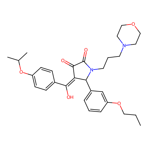 (4E)-4-[hydroxy-(4-propan-2-yloxyphenyl)methylidene]-1-(3-morpholin-4-ylpropyl)-5-(3-propoxyphenyl)pyrrolidine-2,3-dione structure