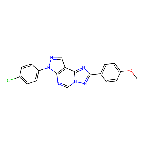 7-(4-chlorophenyl)-2-(4-methoxyphenyl)-7H-pyrazolo[4,3-e][1,2,4]triazolo[1,5-c]pyrimidine structure