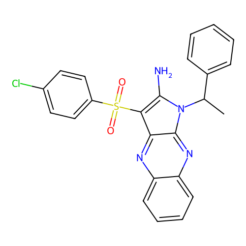 3-((4-chlorophenyl)sulfonyl)-1-(1-phenylethyl)-1H-pyrrolo[2,3-b]quinoxalin-2-amine structure