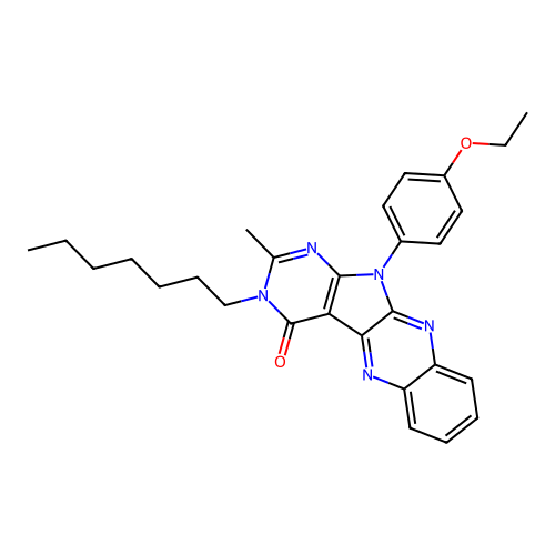 11-(4-ethoxyphenyl)-3-heptyl-2-methyl-3,11-dihydro-4H-pyrimido[5',4':4,5]pyrrolo[2,3-b]quinoxalin-4-one structure