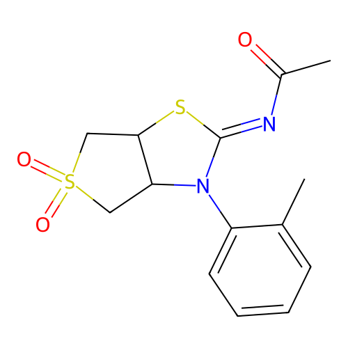 (Z)-N-(5,5-dioxido-3-(o-tolyl)tetrahydrothieno[3,4-d]thiazol-2(3H)-ylidene)acetamide structure