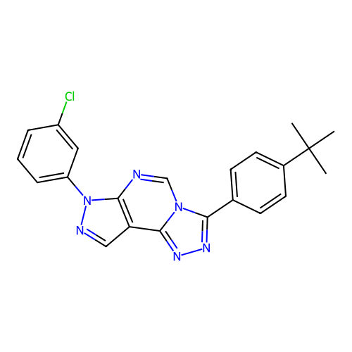 3-(4-(tert-butyl)phenyl)-7-(3-chlorophenyl)-7H-pyrazolo[4,3-e][1,2,4]triazolo[4,3-c]pyrimidine structure