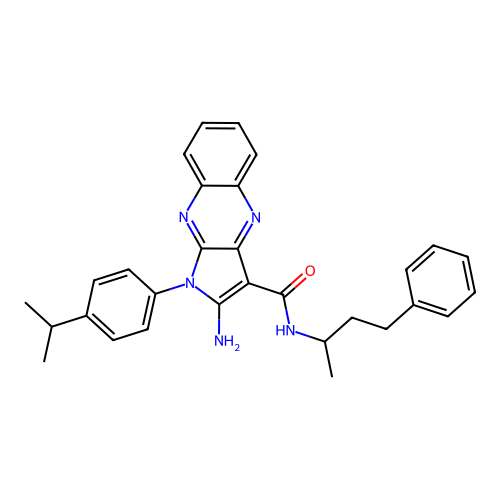 2-amino-1-(4-isopropylphenyl)-N-(4-phenylbutan-2-yl)-1H-pyrrolo[2,3-b]quinoxaline-3-carboxamide structure