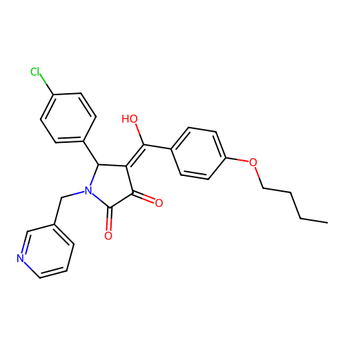 (4E)-4-[(4-butoxyphenyl)-hydroxymethylidene]-5-(4-chlorophenyl)-1-(pyridin-3-ylmethyl)pyrrolidine-2,3-dione structure
