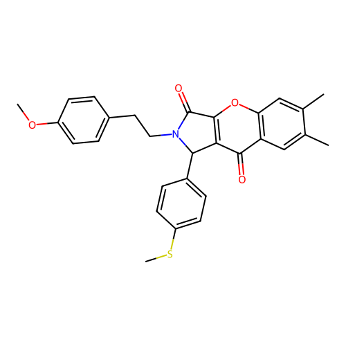 2-(4-methoxyphenethyl)-6,7-dimethyl-1-(4-(methylthio)phenyl)-1,2-dihydrochromeno[2,3-c]pyrrole-3,9-dione structure