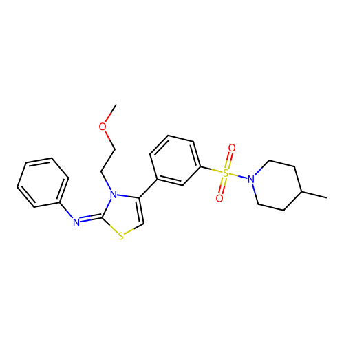 N-[(2Z)-3-(2-methoxyethyl)-4-{3-[(4-methylpiperidin-1-yl)sulfonyl]phenyl}-1,3-thiazol-2(3H)-ylidene]aniline structure