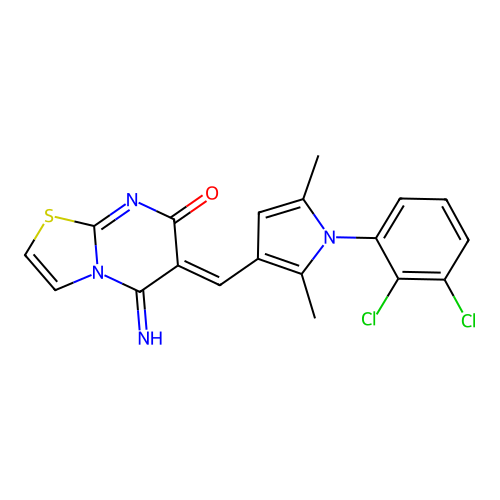 (6Z)-6-[[1-(2,3-dichlorophenyl)-2,5-dimethylpyrrol-3-yl]methylidene]-5-imino-[1,3]thiazolo[3,2-a]pyrimidin-7-one structure