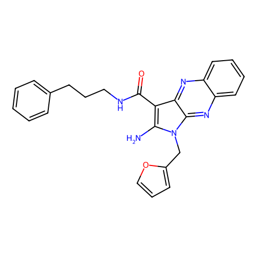 2-amino-1-(furan-2-ylmethyl)-N-(3-phenylpropyl)-1H-pyrrolo[2,3-b]quinoxaline-3-carboxamide structure