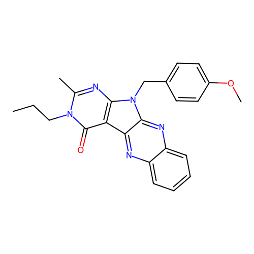 11-(4-methoxybenzyl)-2-methyl-3-propyl-3,11-dihydro-4H-pyrimido[5',4':4,5]pyrrolo[2,3-b]quinoxalin-4-one structure