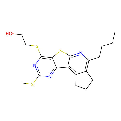 2-((4-butyl-9-(methylthio)-2,3-dihydro-1H-cyclopenta[4',5']pyrido[3',2':4,5]thieno[3,2-d]pyrimidin-7-yl)thio)ethanol structure