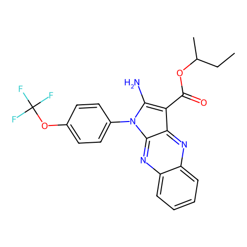 butan-2-yl 2-amino-1-[4-(trifluoromethoxy)phenyl]pyrrolo[3,2-b]quinoxaline-3-carboxylate structure