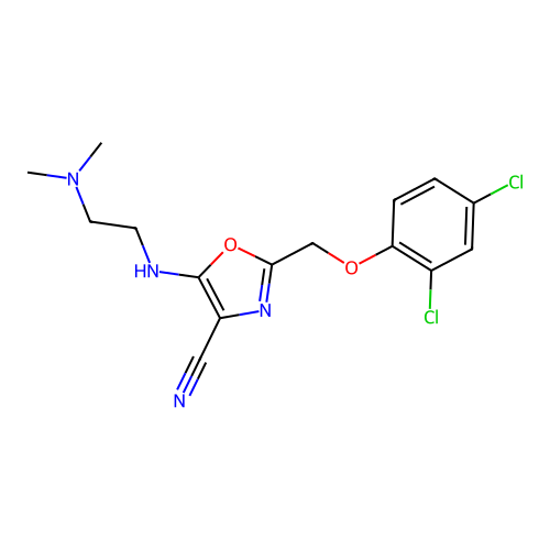 2-(2,4-Dichloro-phenoxymethyl)-5-(2-dimethylamino-ethylamino)-oxazole-4-carbonitrile structure