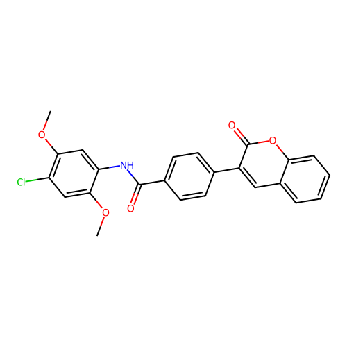 N-(4-chloro-2,5-dimethoxyphenyl)-4-(2-oxo-2H-chromen-3-yl)benzamide structure