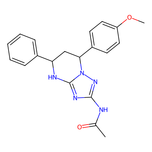 2-acetamido-7-(4-methoxyphenyl)-5-phenyl-4,5,6,7-tetrahydro-1,2,4-triazolo[1,5-a]pyrimidine structure