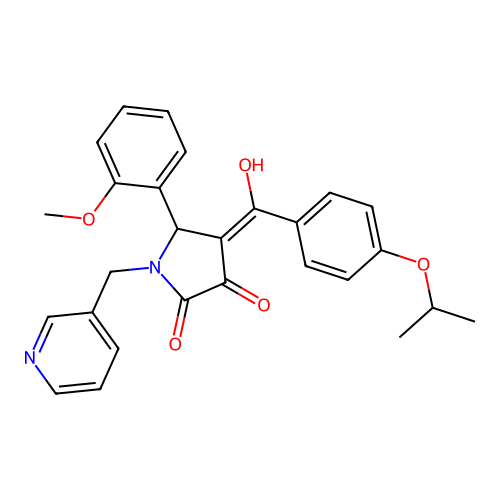 (4E)-4-[hydroxy-(4-propan-2-yloxyphenyl)methylidene]-5-(2-methoxyphenyl)-1-(pyridin-3-ylmethyl)pyrrolidine-2,3-dione structure
