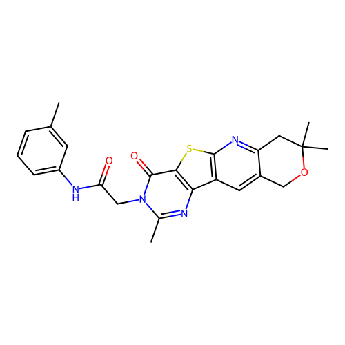 N-(3-methylphenyl)-2-(2,8,8-trimethyl-4-oxo-7,10-dihydro-8H-pyrano[3'',4'':5',6']pyrido[3',2':4,5]thieno[3,2-d]pyrimidin-3(4H)-yl)acetamide structure