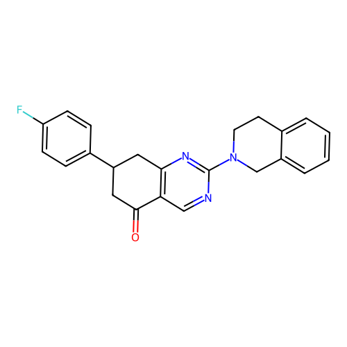 2-(3,4-dihydroisoquinolin-2(1H)-yl)-7-(4-fluorophenyl)-7,8-dihydroquinazolin-5(6H)-one structure