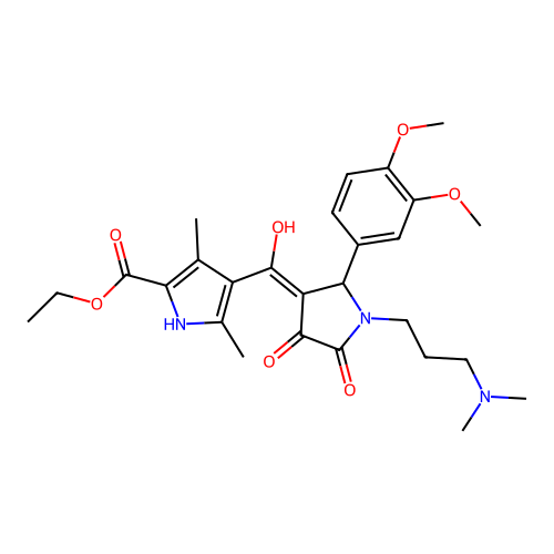 ethyl 4-({2-(3,4-dimethoxyphenyl)-1-[3-(dimethylamino)propyl]-4-hydroxy-5-oxo( 3-pyrrolin-3-yl)}carbonyl)-3,5-dimethylpyrrole-2-carboxylate structure