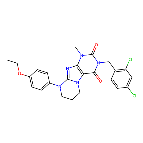 3-(2,4-dichlorobenzyl)-9-(4-ethoxyphenyl)-1-methyl-6,7,8,9-tetrahydropyrimido[2,1-f]purine-2,4(1H,3H)-dione structure