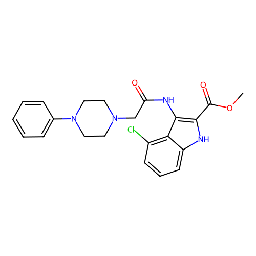 Methyl 4-chloro-3-[[2-(4-phenylpiperazin-1-yl)acetyl]amino]-1H-indole-2-carboxylate structure