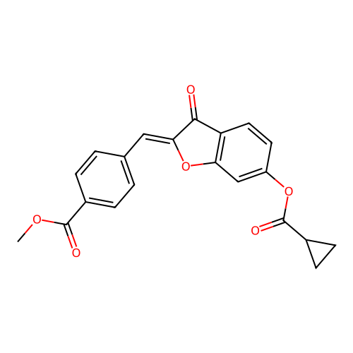 (Z)-methyl 4-((6-((cyclopropanecarbonyl)oxy)-3-oxobenzofuran-2(3H)-ylidene)methyl)benzoate structure