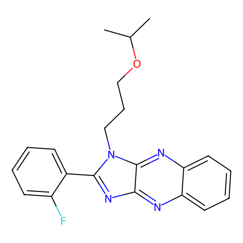 2-(2-fluorophenyl)-1-[3-(propan-2-yloxy)propyl]-1H-imidazo[4,5-b]quinoxaline structure