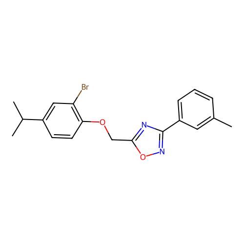 5-{[2-Bromo-4-(propan-2-yl)phenoxy]methyl}-3-(3-methylphenyl)-1,2,4-oxadiazole structure