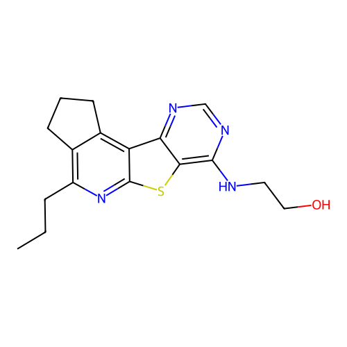 2-((4-propyl-2,3-dihydro-1H-cyclopenta[4',5']pyrido[3',2':4,5]thieno[3,2-d]pyrimidin-7-yl)amino)ethanol structure